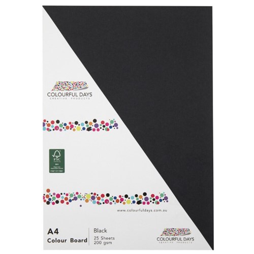 COLOURFULDAYS PASTEBOARD Black Board A4 200gsm Pk25